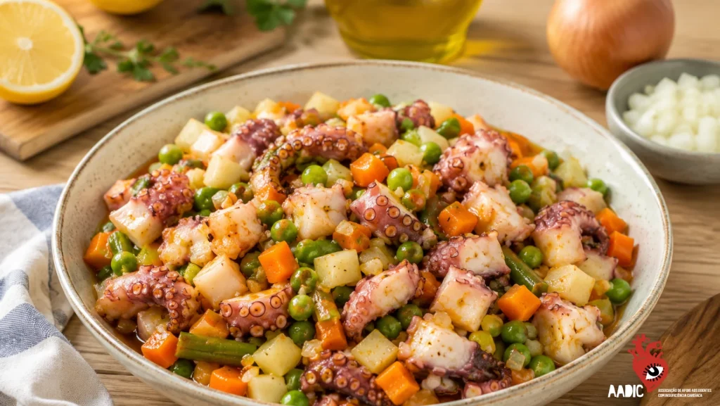 Receita Tentáculos de pota em salada